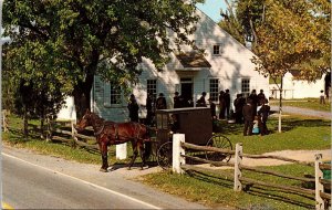 Heart Dutchland Mennonite Meeting House Horse Carriage Postcard VTG UNP Vintage 