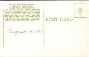 Vtg 1950s Mount Rushmore Shrine of Democracy Black Hills South Dakota Postcard