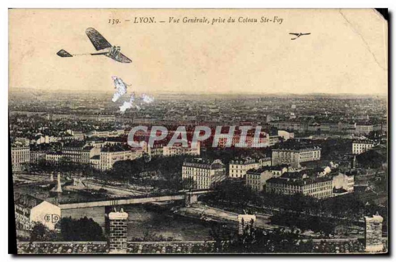 Old Postcard Lyon Vue Generale jack Coleau Ste Foy Jet Aviation