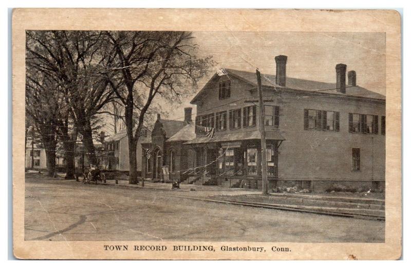 Early 1900s Town Record Building, Glastonbury, CT Postcard