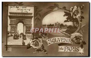 Old Postcard Souvenir De Paris Arc de Triomphe Tuileries