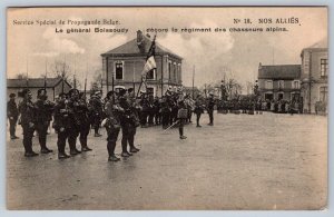 French General Boissoudy Decorating Chasseurs Alpins Regiment, WWI Postcard