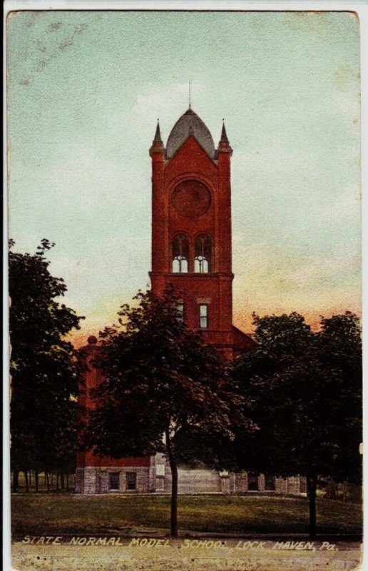 1911 LOCK HAVEN Pennsylvania Pa Postcard STATE NORMAL SCHOOL Model CLinton Co