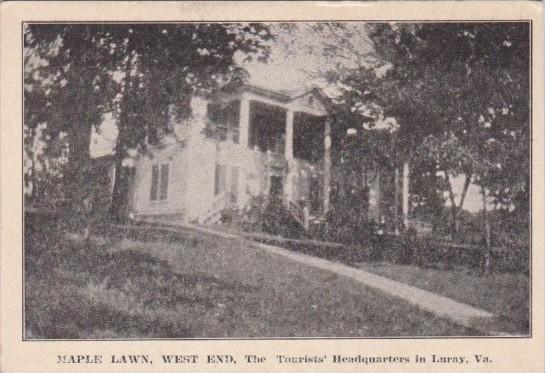 Virginia Luray Maple Lawn West End The Tourist's Headquarters