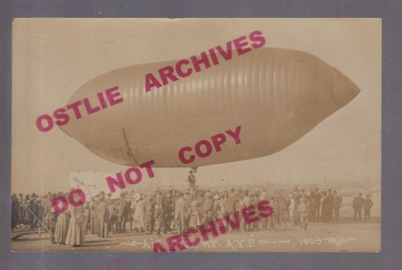 Seattle WASHINGTON RPPC 1909 AIRSHIP Zeppelin DIRIGIBLE AYPE EXPOSITION Closeup