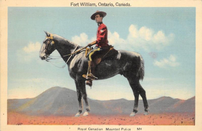 Fort William Ontario Canada~Royal Canadian Mounted Police~Officer on Horse~1940s