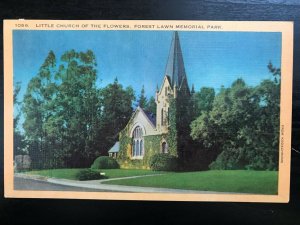 Vintage Postcard 1940's Little Church of the Flowers, Forest Lawn California CA