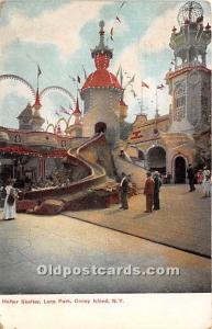 Amusement Park Postcard Post Card Helter Skelter Slide, Luna Park Coney Islan...