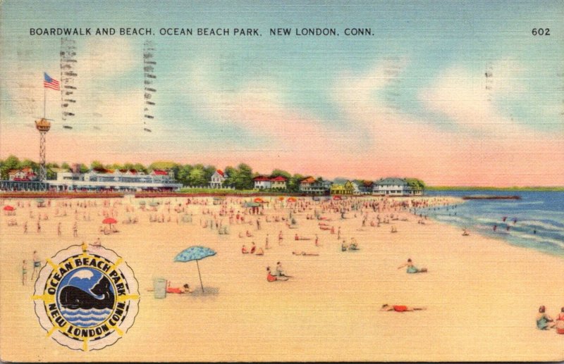 Connecticut New London Ocean Beach Park Boardwalk and Beach 1941