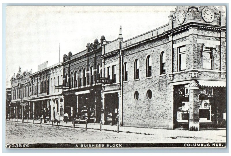 c1910's A Business Block Scene Columbus Nebraska NE Unposted Drugstore Postcard