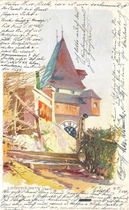 Lot163 Graz  austria litho uhrturm tower clock