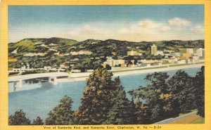 Charleston West Virginia 1940s Postcard View Of Kanawha Boulevard Kanawha River
