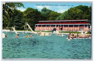 Atlanta Georgia GA Postcard Grant Park Swimming Pool Bathing Scene c1940 Vintage