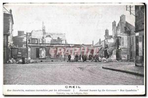 Old Postcard Creil Street Gambella houses burned by the Germans