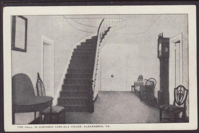 Hall,Carlisle House,Alexandria,VA Postcard