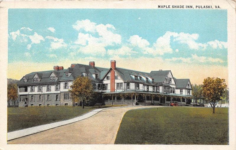 C45/ Pulaski Virginia Va Postcard 1920s Maple Shade Inn Hotel Building