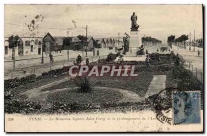 Tunisia Tunis Postcard Old New Square Jules Ferry and the extension of the & ...