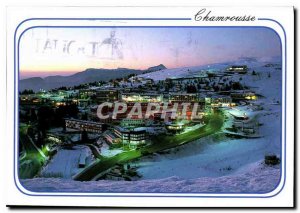 Postcard Modern Chamrousse Isere Crepuscule on station