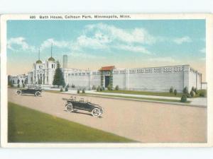 Unused W-Border OLD CARS AT BATHHOUSE IN CALHOUN PARK Minneapolis MN c8051