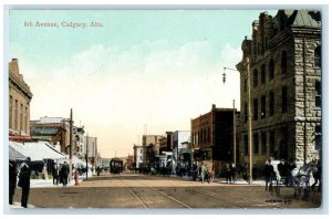 1911 View of 8th Avenue Calgary Alberta Canada Antique Posted RPO Postcard