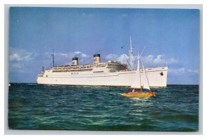 Vintage 1950's Postcard SS Lurline Queen of the Hawaiian Sea Diamond Head Hawaii