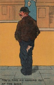 Drunk Man Urinating At Lamp Post Bum Flasher Old Comic Postcard