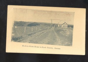 RUSH COUNTY KANSAS FARM FARMING VINTAGE POSTCARD