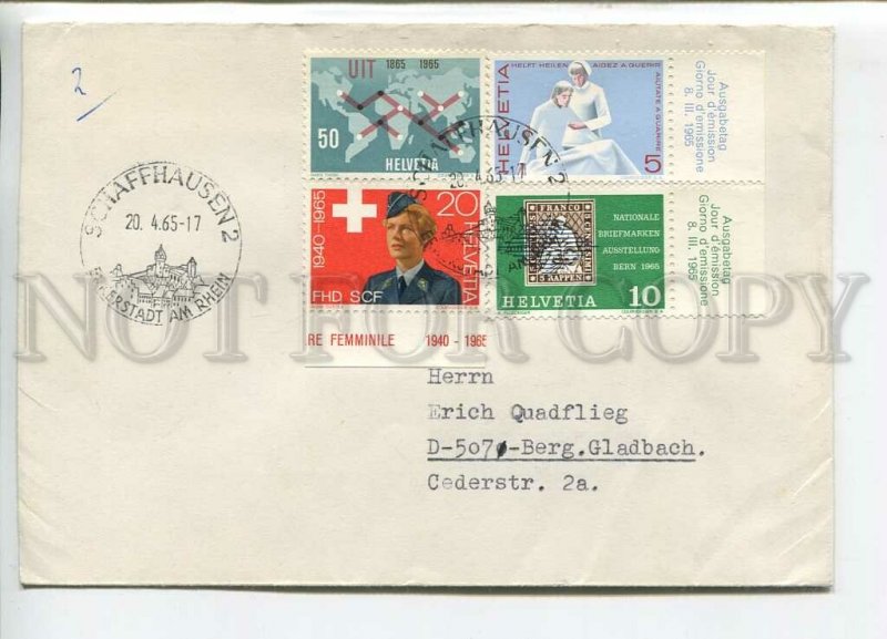 444979 Switzerland 1965 cancellations Schaffhausen COVER w/ Red Cross label