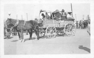 1921 Phoenix Arizona RPPC Photo Postcard Prairie Schooner Parade shadow 7768