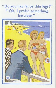 DO YOU LIKE FAT OR THIN LEGS? - Vintage POSTCARD (Saucy Seaside Humour)