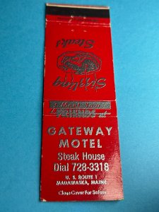 Vintage Matchbook Cover Gateway Motel Steak House Madawaska, Maine MB158