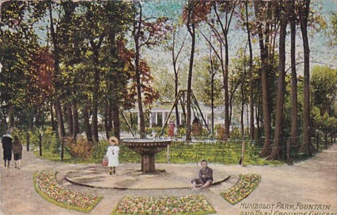 Illinois Chicago Fountain and Play Grounds In Humboldt Park