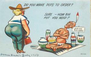 Artist Impression Comic Humor Indian Pot Maker 1954 Noble postcard 6650