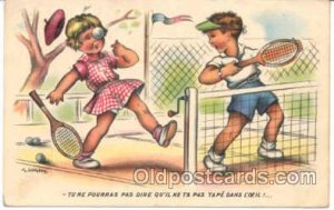 Tennis 1956 crease right bottom corner, postal used