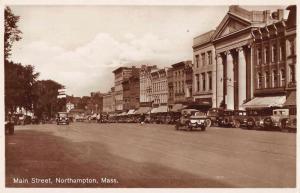 Northampton Massachusetts Main Street Real Photo Antique Postcard J64414