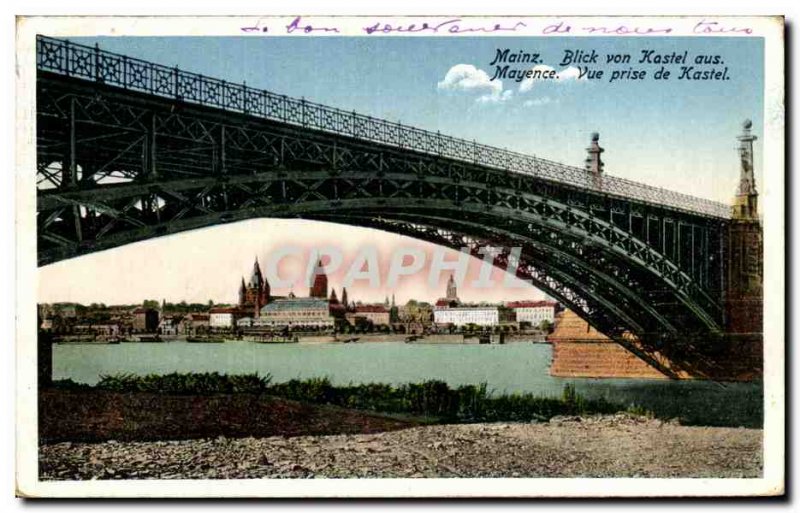 Old Postcard Mainz Kastel Blick von aus Maynce View Taking Kastel