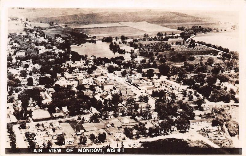C26/ Mendovi Wisconsin Wi Postcard Real Photo RPPC c40s AirView Birdseye