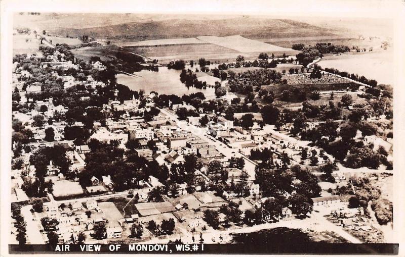 C26/ Mendovi Wisconsin Wi Postcard Real Photo RPPC c40s AirView Birdseye