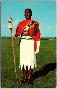 VINTAGE POSTCARD DRUM MAJOR OF THE BAND OF THE FIJI MILITARY FORCES 1960s