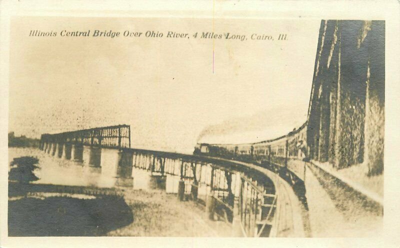 Cairo Illinois Central Bridge Ohio River Railroad C-1910 Photo Postcard 6396