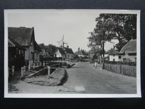 Essex FINCHINGFIELD VILLAGE SCENE & Finchingfield Post Mill - Old RP Postcard