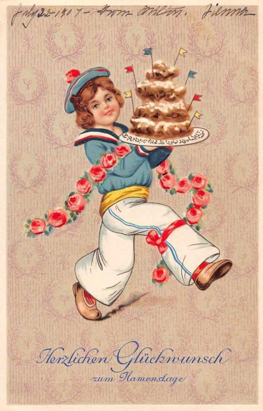 Birthday Greetings Boy with Desert Postcard J47142