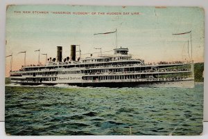 New York 1908 Steamer Hendrick Hudson Harpursville NY Cancel Postcard B18