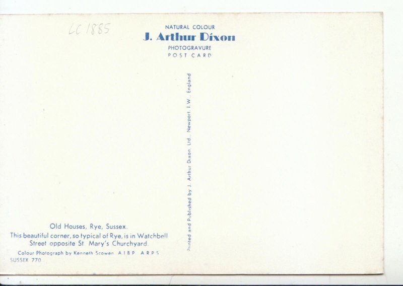 Sussex Postcard - Old Houses - Rye - Ref 9487A