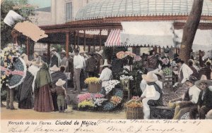 Mexico Flower Markets Antique Postcard