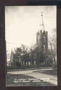 RPPC WEST POINT NEBRASKA ST. MARY'S CATHOLIC CHURCH REAL PHOTO POSTCARD