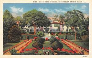 ORMOND BEACH, FL Florida  JOHN D ROCKEFELLER WINTER HOME  c1940's Linen Postcard