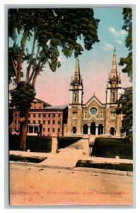 Vintage 1932 Postcard Bishop's Palace & Cathedral St. Hyacinthe Quebec Canada