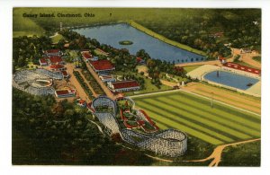 OH - Cincinnati. Coney Island, Roller Coasters, Aerial View