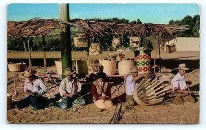 ENSENADA, Baja Mexico ~ Native BASKET WEAVERS on the Beach c1950s Postcard